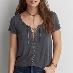 American eagle lace up t-shirt